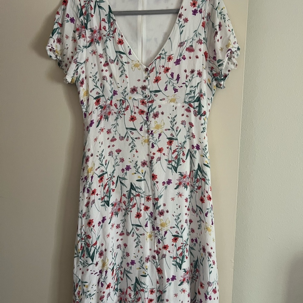 DownEast White Cream Flutter Sleeve Sundress